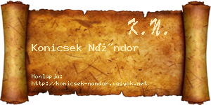 Konicsek Nándor névjegykártya